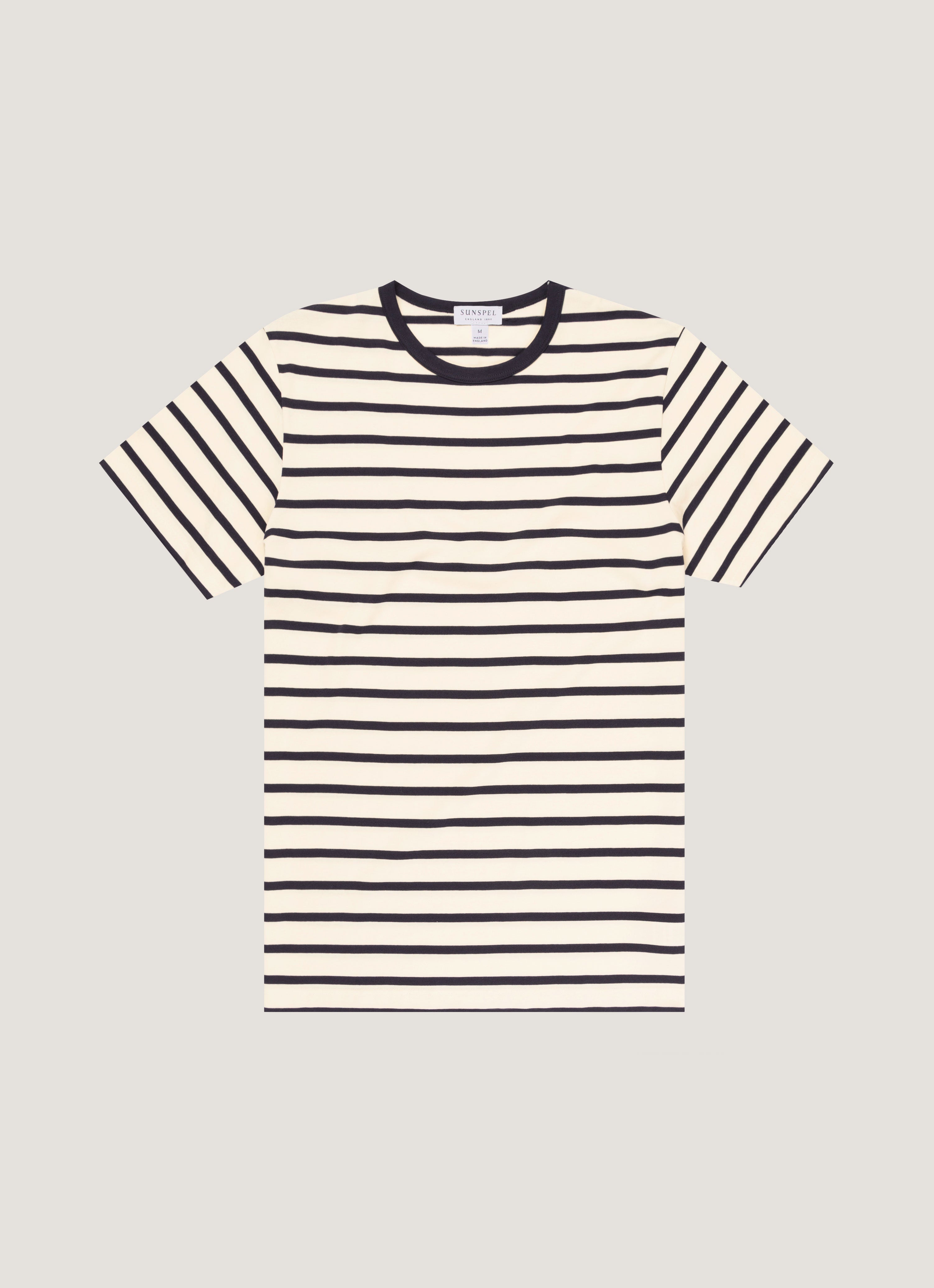 Men's Classic T-shirt in Ecru/Navy Breton Stripe