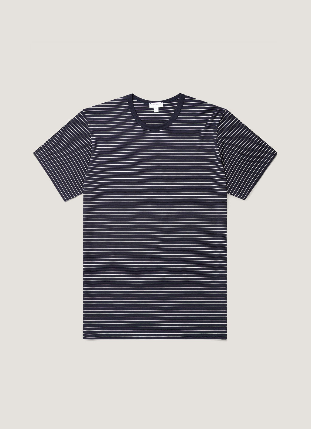 Men's Classic T-shirt in Navy/Ecru Pinstripe