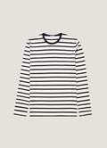 Men's Long Sleeve Classic T-shirt in Ecru/Navy Breton Stripe